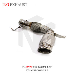 Tubo de bajada del sistema de escape de acero inoxidable ING para <span class=keywords><strong>BMW</strong></span> <span class=keywords><strong>118i</strong></span> F40 <span class=keywords><strong>B38</strong></span> 1,5 T con piezas de tubos de rendimiento automático de protección térmica - Product Image 4