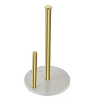 Porte-serviettes en papier sur pied, base marbrée, support de rouleau de papier en acier inoxydable doré pour comptoir de cuisine et table à manger