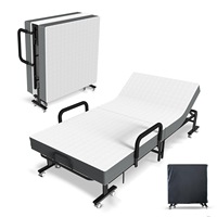 Lit pliant portable avec dossier réglable, lit d'appoint mobile pour une personne, pour utilisation en bureau ou en intérieur