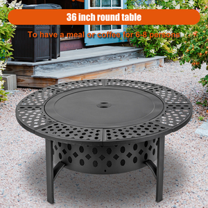 Brûleur à bois extérieur Foyer au charbon de bois Grand patio en acier Feu de joie avec barbecue - Product Image 4