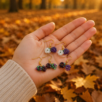 Boucles d'oreilles pendantes en acier inoxydable plaqué or avec pierres précieuses thérapeutiques, breloques en forme de cœur et de gourde pour la paix et le soulagement de l'anxiété