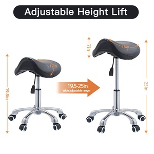 Tabouret de <span class=keywords><strong>selle</strong></span> ergonomique Chaise pivotante roulante réglable de salon avec coussin doux et confortable <span class=keywords><strong>Tige</strong></span> d'air de levage Base en alliage d'aluminium - Product Image 5