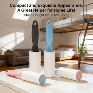 Rouleau anti-poils en plastique à manche droit, personnalisable, réutilisable, avec papier adhésif détachable, pour l'élimination des poils d'animaux et des taches sur les vêtements - Vente en gros OEM - Product Image 5