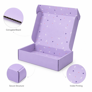 Purple Rectangle Mailer <b>Box</b> With Confetti Pattern Four-Color Printing Recyclable Paperboard <b>Gift</b> Craft Packaging - Product Image 3