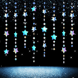 Ghirlanda Iridescente <span class=keywords><strong>con</strong></span> Stelle Scintillanti e Luna, Decorazioni Olografiche per Feste di Ritorno a Scuola - Product Image 4