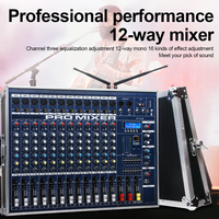 GT12M Équipement de sonorisation professionnel/amplificateurs/haut-parleur 2400W * 2 Amplificateur mélangeur haute puissance Mélangeur audio avec 2 microphones