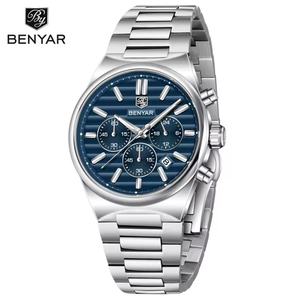 Montre à quartz carrée pour homme Benyar 5214, style business et mode, boîtier en alliage, bracelet en cuir, étanche - Product Image 4