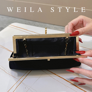 Elegante Fluwelen Handtas Voor Vrouwen Met Strass Sluiting En Lange Kettingriem Ideaal Voor Avondfeest Bruiloft <span class=keywords><strong>Prom</strong></span> Date Night - Product Image 6