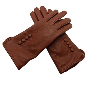 Gants en cuir marron pour femmes, longueur poignet, design uni, non doublés, thermiques, pour l'hiver, pour les voyages décontractés, la conduite et l'usage quotidien - Product Image 5