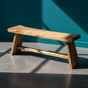 Banco de madera Ryu hecho de madera natural maciza con un diseño de vetas único, perfecto para espacios modernos, rústicos y minimalistas. - Product Image 2