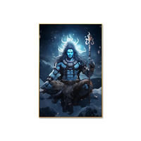 Shiva Parvati Ganesha toile peinture indien Art déco Style hindou dieu religieux affiche et mur impression photo