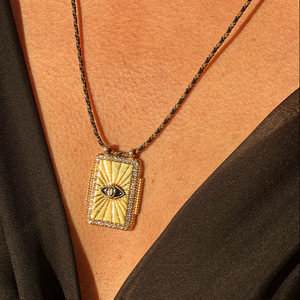NZ1613 Chic Mystic 18K oro CZ Pave esmalte Arco Iris <span class=keywords><strong>sol</strong></span> Luna estrella de <span class=keywords><strong>ocho</strong></span> puntas ráfaga amor planeta Tarot colgante collar de cadena - Product Image 2