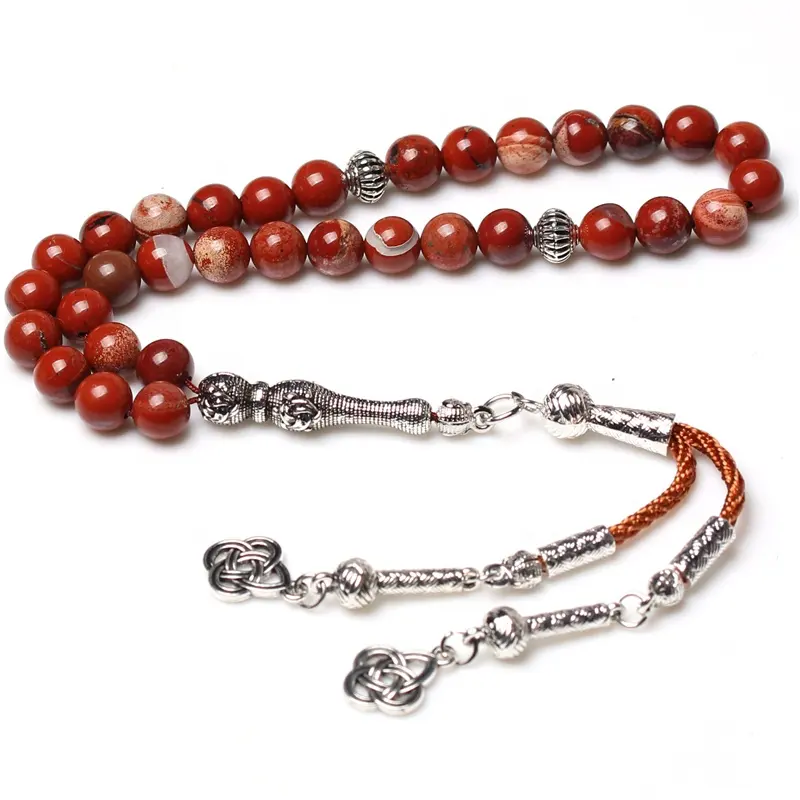 Новое ожерелье из бисера, Натуральная красная яшма, исламские молитвенные бусины, сибха мисбаха