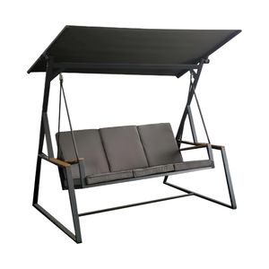 Columpio de porche con dosel ajustable de 3 asientos con soporte y cojín extraíble para jardín, patio trasero y tumbona junto a la piscina - Product Image 2