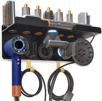 Rangement pour la maison Dyson à deux niveaux Support mural en métal pour sèche-cheveux avec organisateur en plastique et support de rangement pour accessoires pour cheveux