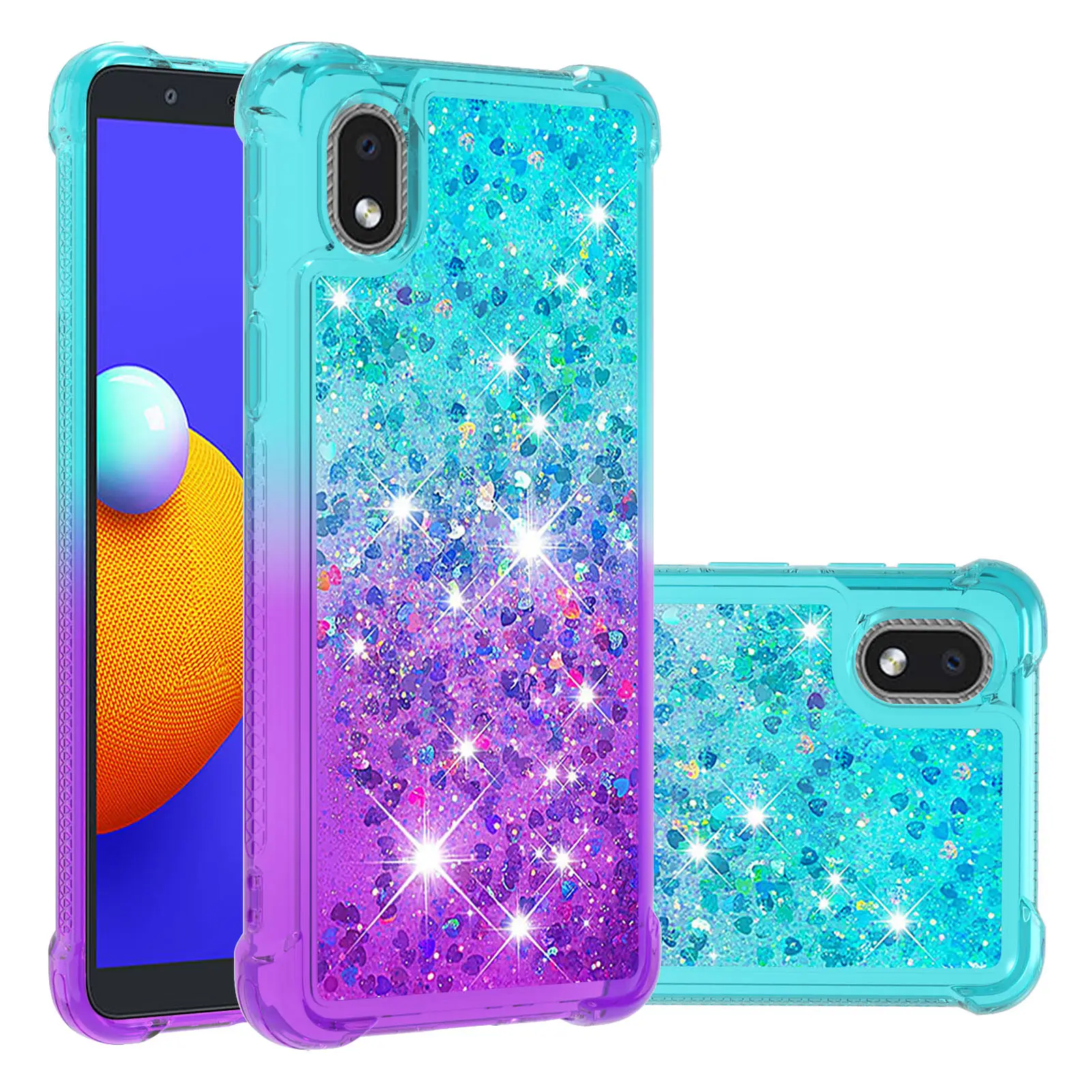 Dynamic Glitter Stars Soft Gradient TPU Phone Case Cover For Samsung Galaxy A01 Core Liquid Quicksand Funda Coque Capa Case