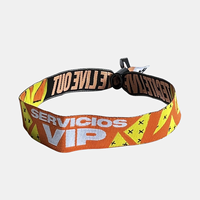 Bracelet en tissu personnalisé brodé pour événement promotionnel, avec attache coulissante, idéal pour les billets VIP