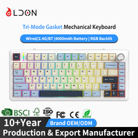 New LDON LX83 Three Mode 2.4Ghz Wireless BT USB 3.0 Full Size Metal Mechanical Keyboard RGB Customized Gasket Hot Plug Desktop