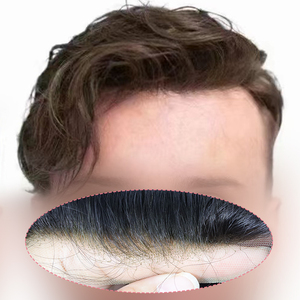 Prothèse capillaire en cheveux naturels, base en PU ultra-fine injectée en V, système de remplacement capillaire 100% cheveux naturels pour hommes - Product Image 1