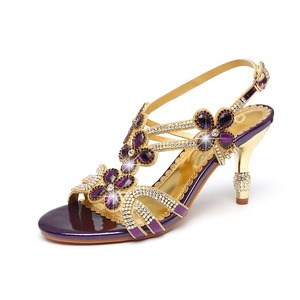 Zapatos de Tacón Alto Stiletto de 8cm con Pedrería Morada y Flores, para Bodas y Fiestas, Moda de Verano Xuanhui - Product Image 1