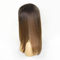 Perruque juive de luxe en dentelle multicouche, ombrée marron, cheveux humains européens lisses, perruque casher pré-épilée pour femmes