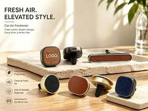 Factory Direct Supply Leather <strong>Car</strong> Air Vent Freshener Round Rectangle <strong>Car</strong> Aromatherapy Clip OEM ODM - Product Image 1