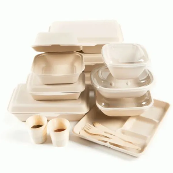 Biodegradable Microwavable 5 Compartments Meal Sushi Bento Trays Multi Parts Disposable Sugar Cane Sugarcane Bagasse Lunch Tray