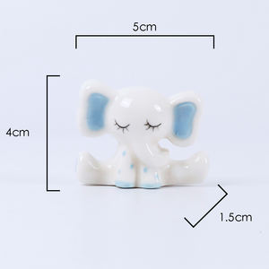 تماثيل فيل صغيرة من السيراميك الأبيض بتصميم كرتوني لطيف للديكور المنزلي الداخلي، بأسلوب كلاسيكي ومتين ومزجج، هدية زخرفية بالجملة - Product Image 5