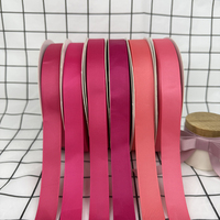 Ruban en gros-grain côtelé en polyester rose écologique personnalisé, certifié OEKO-TEX, pour emballages cadeaux de luxe et bouquets de fleurs