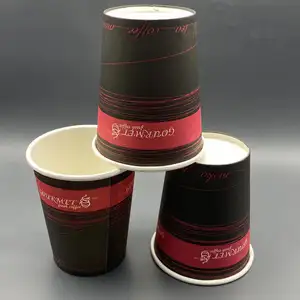 9oz Custom Printed Disposable Single Wall Paper Cups Coated PE Tea Coffee Waterproof Offset Printing Made Wood Pulp