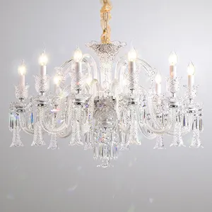 Europäischer Stil Luxus Glasrohr Kerze Kronleuchter Wohnzimmer Hochzeit Dekoration durchsichtiges Licht Kristall-Aufhänglampe