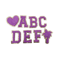 Chenille personnalisé brodé forme de fleur 'A-Z' lettre patchs Applique Design stock or paillettes pour chapeaux et sacs