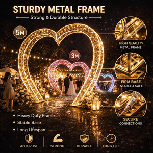Arche lumineuse LED tunnel cœur, étanche IP65, pour décoration <span class=keywords><strong>romantique</strong></span> extérieure, mariages, centres commerciaux et événements - Product Image 4