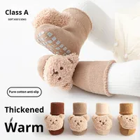 Chaussettes pour bébé nouveau-né, en coton élasthanne/polyester, automne-hiver, doublées de polaire, épaisses, en tissu éponge, chaudes, à bouche large