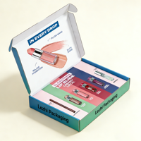 Boîte de maquillage en papier kraft enduit personnalisé de luxe, boîte de kit de maquillage de haute qualité, kit de sourcils personnalisé UV et emballage combiné pour rouge à lèvres