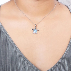 Joyería de ópalo clásica personalizada S925 ópalo de plata polinesio <span class=keywords><strong>Honu</strong></span> tortuga colgante collar océano Animal colgante para mujer - Product Image 3