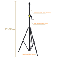 WP-163-1B CNBear Trépied à Manivelle Réglable en Hauteur (190-312 cm) avec Grand Anneau Lumineux et Support d'Éclairage Pliable, Capacité 60 kg