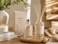 Logo personnalisable 200ml Bouteille d'aromathérapie ronde en verre de luxe Cylindre vide avec quantité minimale de commande bâton 100pcs