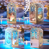 IIECREATE Kit de décoration de livre en bois sur le thème de La Reine des Neiges, mini-jouet pour chambre d'enfant, décoration intérieure, maison miniature, hiver unique