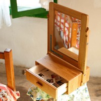 Nouveau Miroir de Maquillage Portable 2023 en Bois Écologique, Design Art Déco Personnalisé, Durable, pour Table de Coiffure de Dortoir Étudiant
