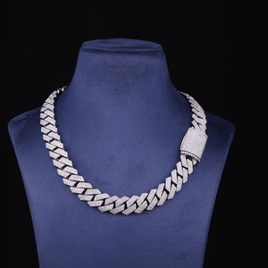 Passes Standard Diamond Testers 16mm 3 Rows Vvs Iced <b>Cuban</b> <b>Chain</b> 925 Sterling <b>Silver</b> Dazzling <b>Cuban</b> <b>Link</b> <b>Chain</b> - Product Image 1