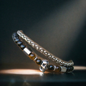 Pulsera de Cuentas de Piedra Ojo de Tigre de Acero Inoxidable para Hombre, Nueva, Ajustable, Estilo Europeo y Americano, Joyería de Moda - Product Image 3