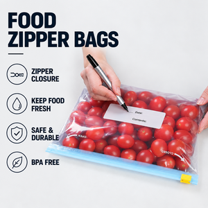 Sacs de conservation pour réfrigérateur à fermeture éclair, spécialisés pour la congélation et la conservation des aliments, de qualité alimentaire, réutilisables, avec fermeture hermétique - Product Image 1