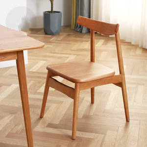 Silla de comedor de madera maciza de cerezo nórdico de estilo coreano, silla de comedor estable de diseño moderno minimalista para uso doméstico y en restaurantes - Product Image 4