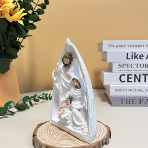 Statue <span class=keywords><strong>de</strong></span> <span class=keywords><strong>la</strong></span> <span class=keywords><strong>Sainte</strong></span> Famille en résine blanche, design arche étoilée, décoration religieuse d'intérieur et d'extérieur, ornement <span class=keywords><strong>de</strong></span> Noël et <span class=keywords><strong>de</strong></span> Pâques - Product Image 4