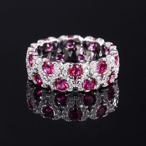 Tinh Tế 925 Sterling Bạc Ban Nhạc Nhẫn Đẹp <span class=keywords><strong>Ruby</strong></span> Đá Quý Màu Đỏ Inlay Rhodium Mạ Phong Cách Cổ Điển Cho Đám Cưới Hoặc Đảng - Product Image 6