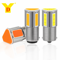 3 côtés 360° °   Ampoule LED COB 1156 BA15S 1157 BAY15D P21W P21/5W 12V 4W 400LM en aluminium, clignotant, frein, marche arrière, 7 couleurs