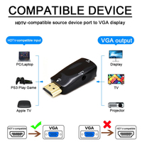 Convertisseur portable HD 1080p compatible HDMI vers Vga avec adaptateur de convertisseur Audio mâle vers Famale Jack 3.5mm Câble audio auxiliaire