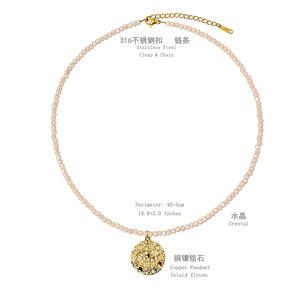 Trend Natural Stone Necklace Crystal <b>Beaded</b> Star Moon Round Brand Necklace Handmade Jewelry for Women Uionen 711 - Product Image 6
