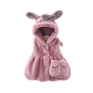 Manteau d'hiver doux sans manches en polaire avec capuche en fourrure pour bébés filles - Product Image 3